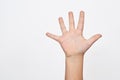 Child hand shows the number five Royalty Free Stock Photo