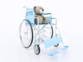 Child handicap concept: brown teddy bear in wheelchair