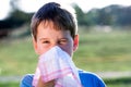 Child with handkerchief in nature Royalty Free Stock Photo