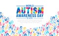 child handprint shaped autism pattern background with puzzle piece Text design. Autism Awareness Day