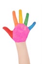 Child hands painted in colorful paints ready for hand prints Royalty Free Stock Photo