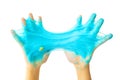 Child hands with slime