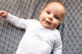 Child, happiness and childhood concept - smiling little baby