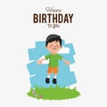 child with happy birthday related icons image Royalty Free Stock Photo