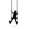 Child happy silhouette on swing two