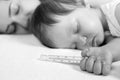 Child has a high temperature or fever, using a thermometer Royalty Free Stock Photo