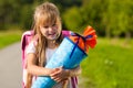 Child having first day at school Royalty Free Stock Photo