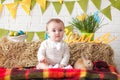 Child having fun with Easter bunny