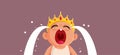 Hungry Baby Crying Receiving a Milk Bottle Vector Cartoon