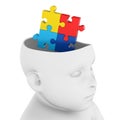 Child Head with Jigsaw Puzzle Brain