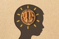 Child head silhouette with walnut - Walnuts are good for children`s brain