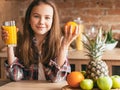 Child healthy food nutrition breakfast juice fruit Royalty Free Stock Photo