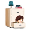 Child hiding in chest of drawers