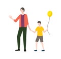 Family Parent and Child Holding Balloon Vector