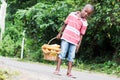 Child holding a basket of food. Royalty Free Stock Photo