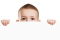 Child holding blank placard Royalty Free Stock Photo