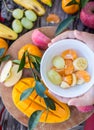 Child holding a bowl of fruit Royalty Free Stock Photo