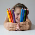 Child holding crayon Royalty Free Stock Photo