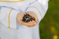 First Holy Communion. A child holding a rosary