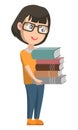 Child Holding Pile of Books Pupil at School Vector