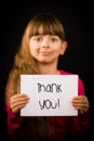 Child holding Thank You sign Royalty Free Stock Photo