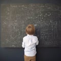 A child holding a whiteboard with a complex equation on it to represent the struggles of those with learning