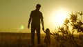 Child holds father`s hand. dad and baby are resting in the park. child plays with his father. little daughter and dad Royalty Free Stock Photo