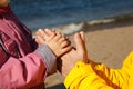 Child holds hand of adult. Royalty Free Stock Photo