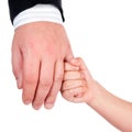 Child holds his father's hand Royalty Free Stock Photo