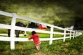 Child and a horse with texture