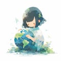 A child hugging planet Earth