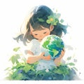 A child hugging planet Earth