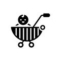 Black solid icon for Child, stroller and pram Royalty Free Stock Photo
