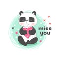 Child illustration with panda and heart Royalty Free Stock Photo