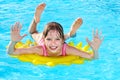 Child on inflatable ring .