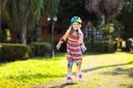 Child on inline skates. Kids skate roller blades Royalty Free Stock Photo