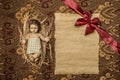 Child Jesus and blank old parchment. Copyspace Royalty Free Stock Photo