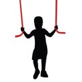 A child jumping rope body silhouette vector