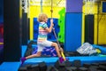 Child jumping in trampoline park. Bounce fun Royalty Free Stock Photo