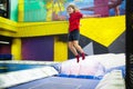 Child jumping in trampoline park. Bounce fun Royalty Free Stock Photo