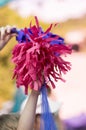 Child keeps pompons for cheerleading Royalty Free Stock Photo