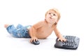 Child with keyboard and mouse Royalty Free Stock Photo