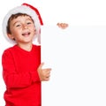 Child kid Christmas Santa Claus smiling happy empty banner copyspace