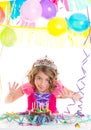 Child kid crown princess in birthday party Royalty Free Stock Photo