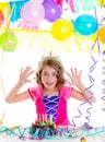 Child kid crown princess in birthday party Royalty Free Stock Photo