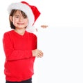 Child kid girl Christmas Santa Claus smiling happy empty banner