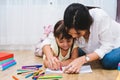 Child kid girl kindergarten drawing teacher education mother mom with beautiful mother