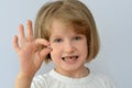 Child, kid, shows the fallen baby tooth. Royalty Free Stock Photo