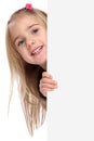 Child kid smiling young little girl copyspace marketing empty bl Royalty Free Stock Photo