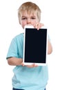 Child kid young little boy with tablet computer copyspace